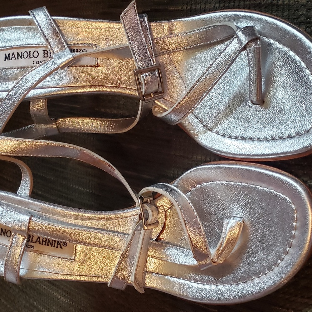 Manolo Blahnik Silver strappy sandals 37 1/2